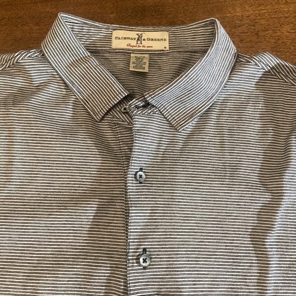 Fairway & Greene Polo Shirt Mens XLarge Black & White Stripes Lightweight - Picture 4 of 11